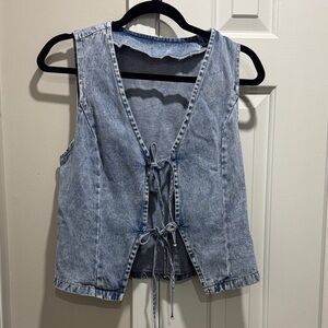 Stylish Lace-Up Denim Top